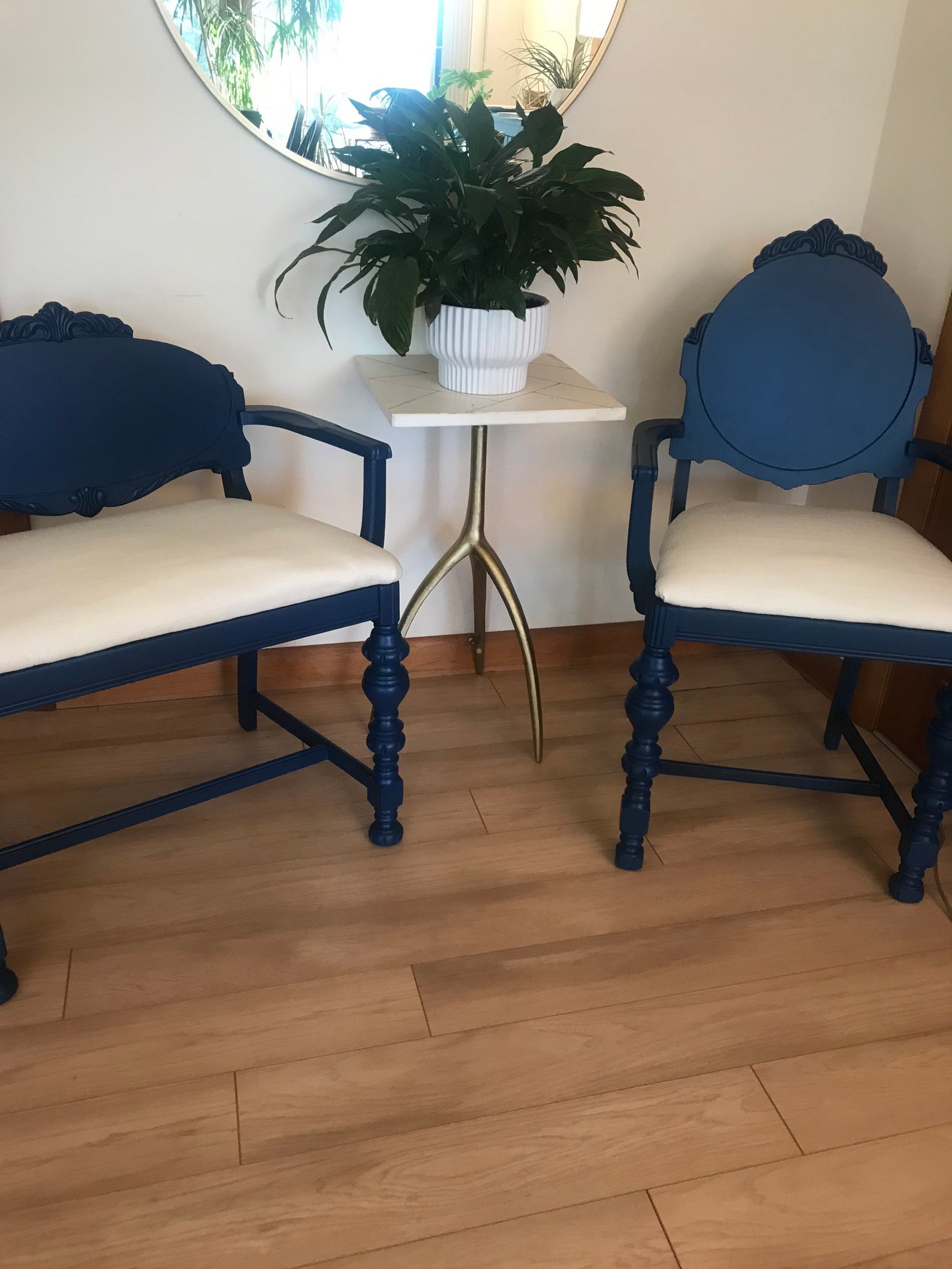 Royal Blue Navy Antique Chairs Set of 2 Antique Chairs Blue Etsy