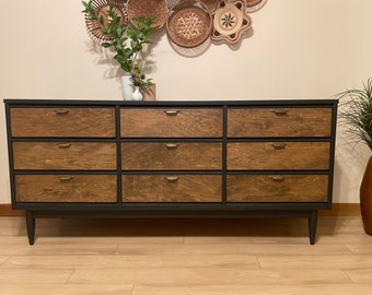 Mid Century Modern Dresser // MCM Long boy Dresser // Two Toned Black and Walnut Dresser // Unavailable!!!! // DO NOT Purchase!!!!!