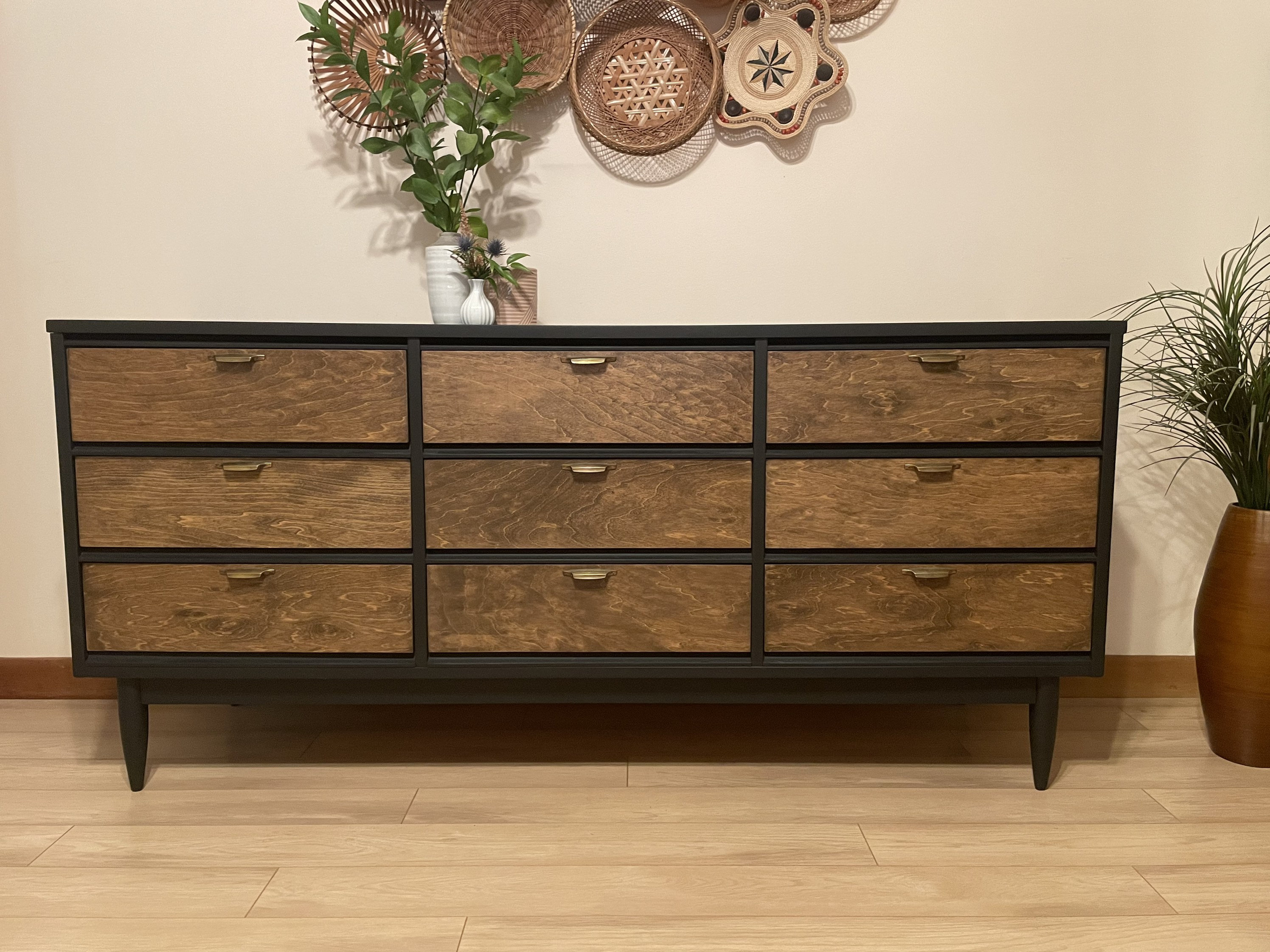 Two-toned Black and Walnut Mid Century Modern Dresser - Etsy