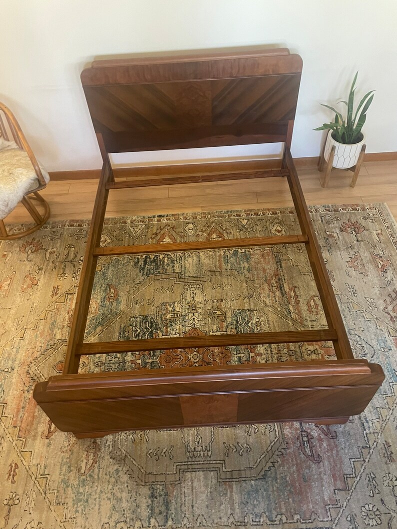Vintage Bed // Art Deco Waterfall Style Full Sized Bed Etsy