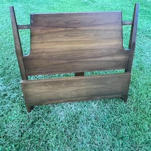 Mid Century Modern Single Twin Size Bed Retro Headboard and Footboard