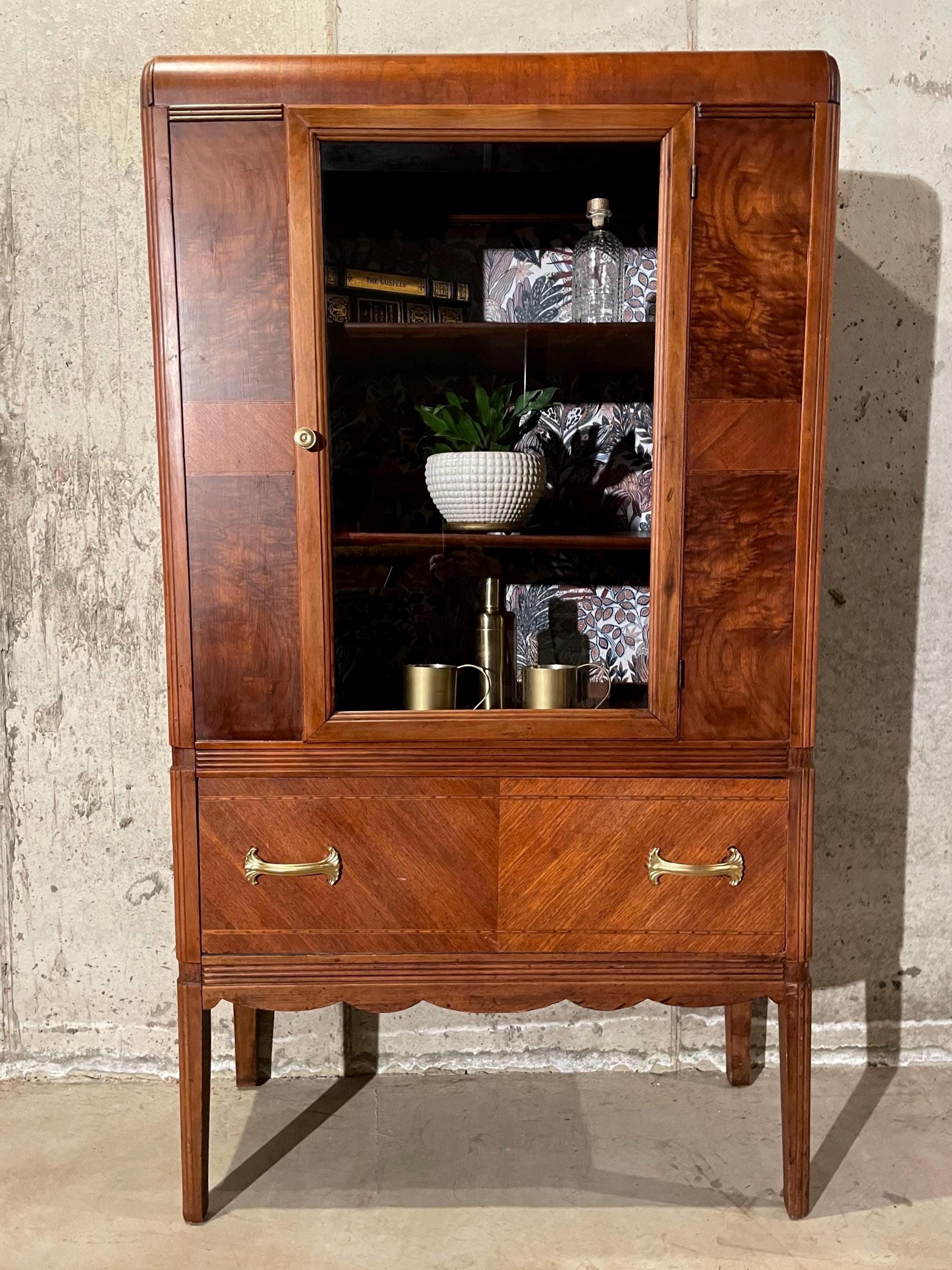 Art Deco Waterfall China Cabinet // Curio Cabinet // Cocktail Cabinet ...