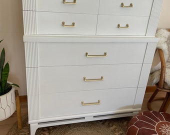 Sold!!! Vintage White Mid Century Modern Dresser, Gold Pulls - DO NOT  PURCHASE!!! - Etsy