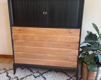 Sold!!!! Do Not Purchase!!! Sold!!!! MCM / Mid Century Modern Dresser / MCM Armoire / Black and Raw Wood Tallboy by Heywood Wakefield