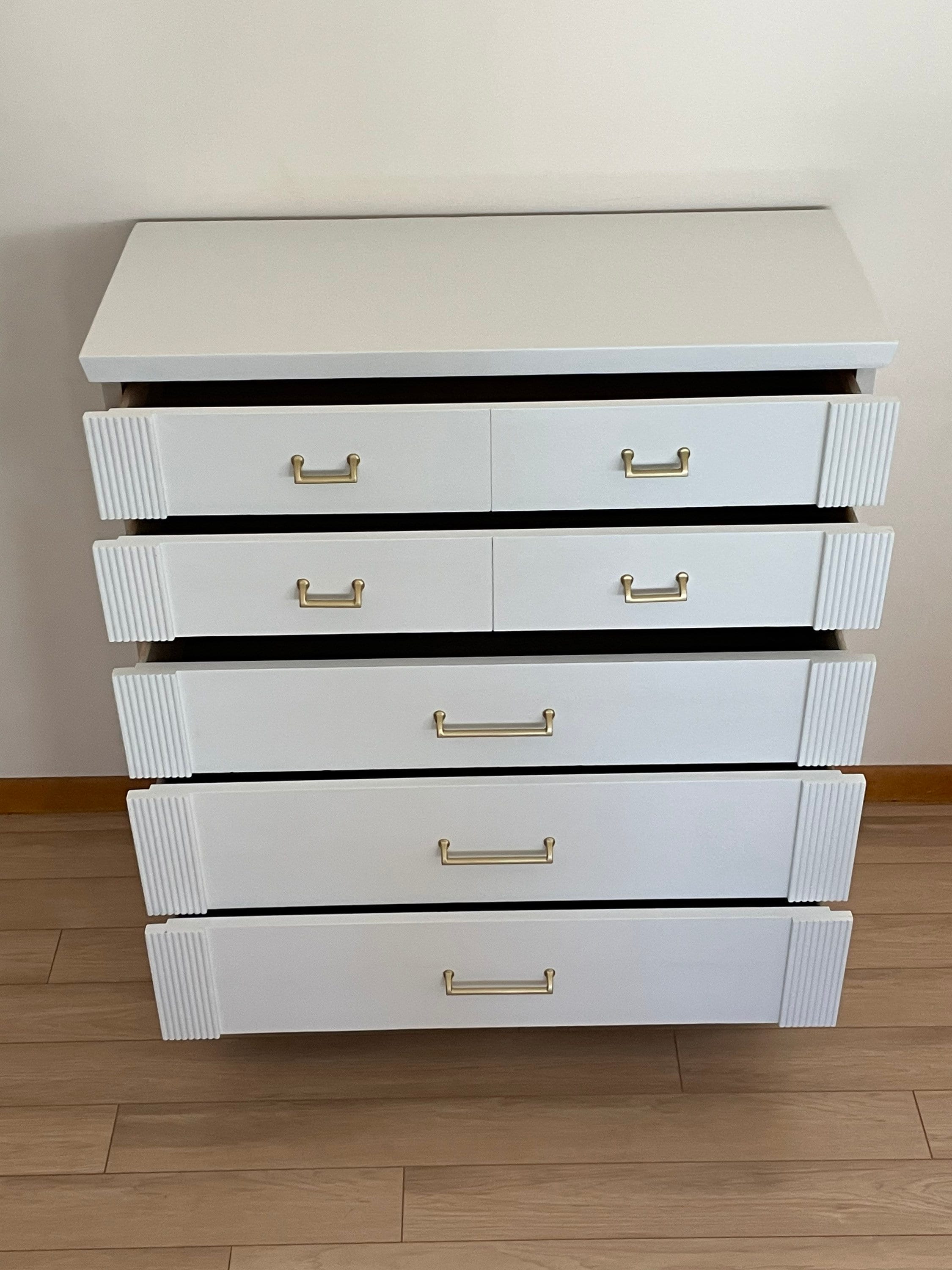 Vintage White Dresser With Gold Hardware // Mid Century Modern Dresser