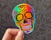 Holographic Day of the Dead Sugar Skull - 3 quot Vinyl Sticker
