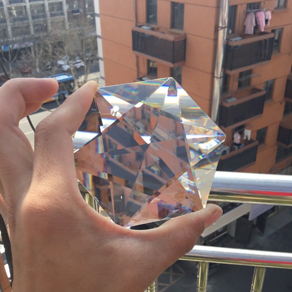 1Pc Hexagram Large CRYSTAL Chandelier Glass Prisms Pendant Judaism SUNCATCHER 100MM