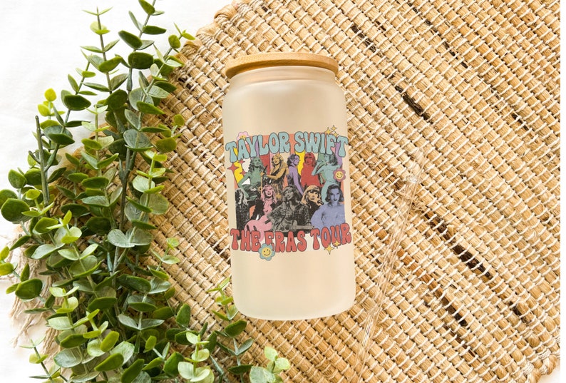 Taylor Swift Eras Tour Retro 16oz Frosted Glass Can Tumbler.