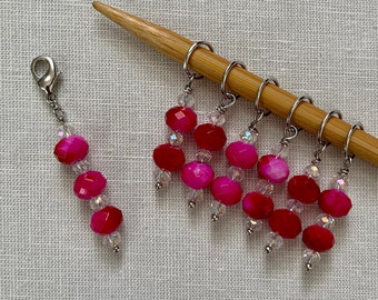 Fuchsia Pink Stitch Markers & Progress Keeper Set