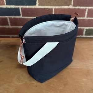 Black Drawstring Project Bag - Small - Knitting, Crochet Bag - Yarn Storage - Travel Bag for Crafters