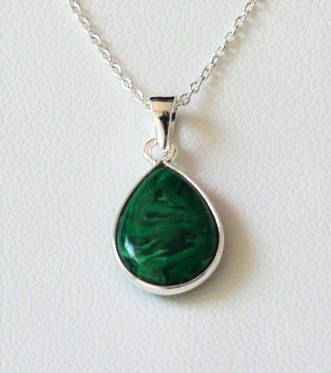 Necklace Malachite Silver Drop. Stone Neclace, Chakra, Necklace Silver, Necklace Women, Handmade