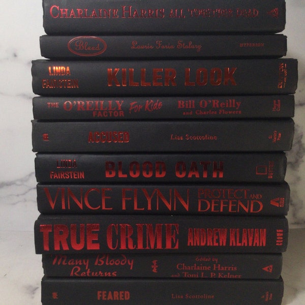 Negro, Rojo, Paquete de Color / 1 pie de libros / True Crime, Misterio, Hogar, Habitación, Decoración, Libros reales
