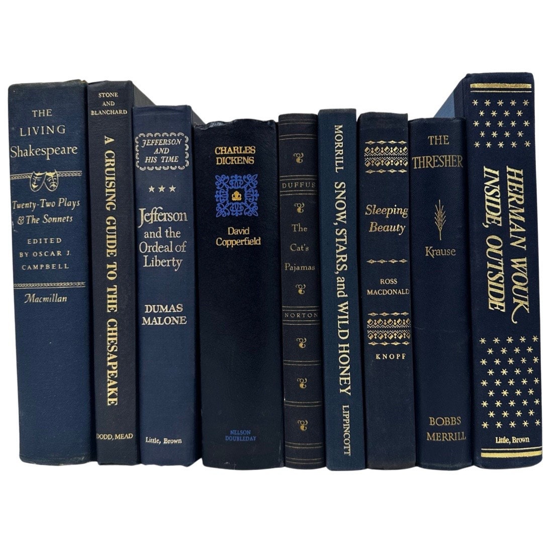 Vintage Navy Blue Books by the Foot - Etsy