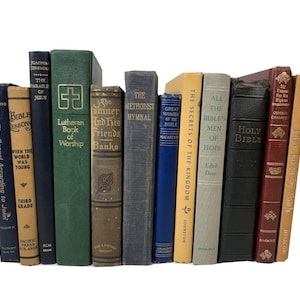 VINTAGE Religious Books | Mixed Colors | Books by the Foot | Authentic Decorative Books | Home Decor Design
