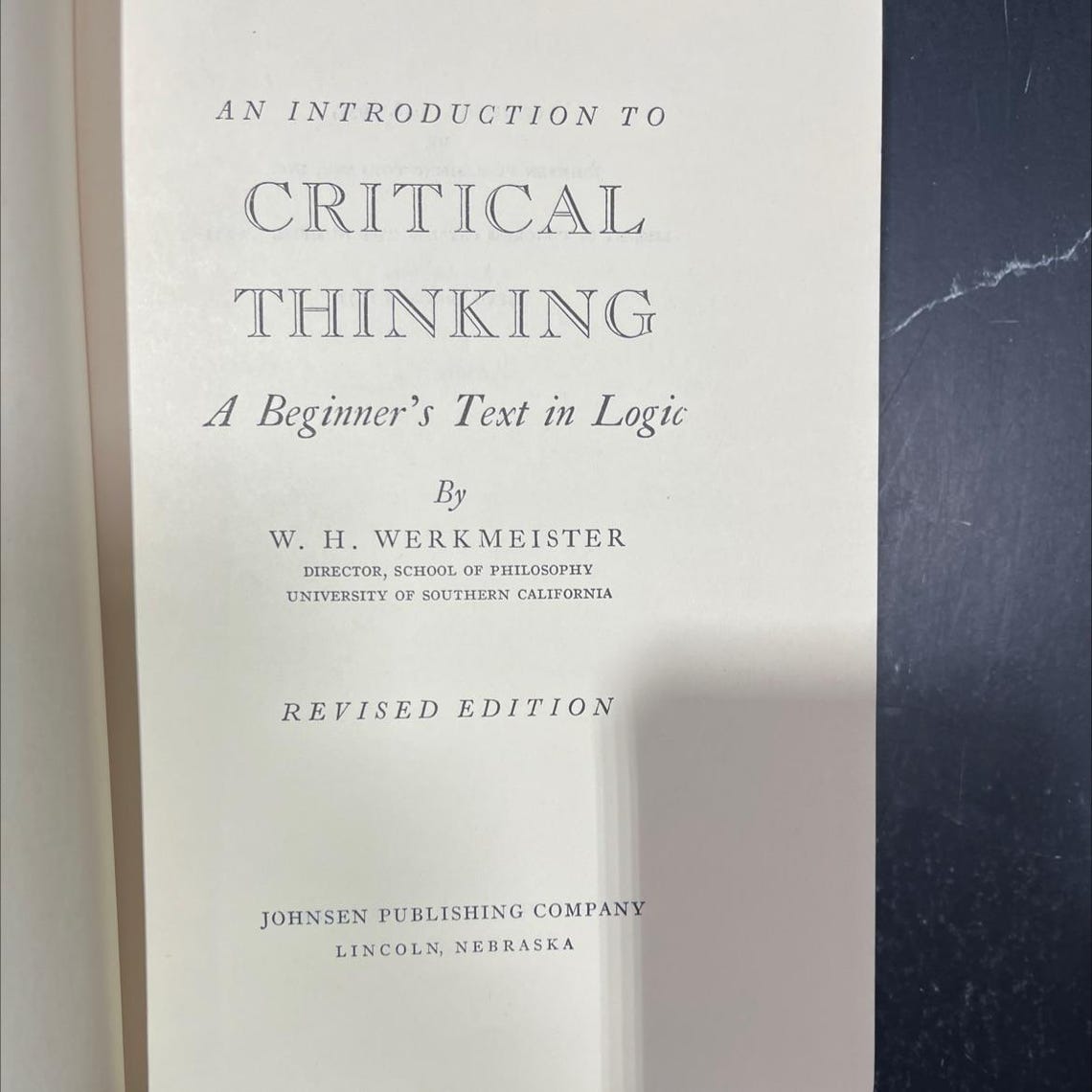 An Introduction to Critical Thinking a Beginner's Text in Logic Book ...