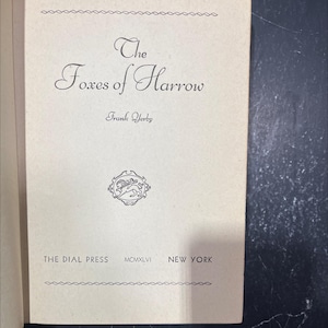 the foxes of harrow book, by Frank Yerby, 1946 Hardcover RARE-R65-B7-F_89