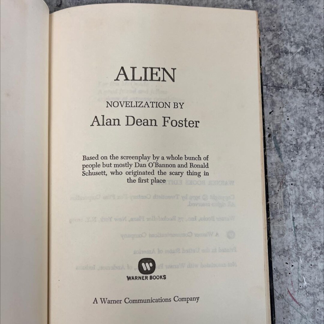 Alien Novelization Book, by Alan Dean Foster, 1979 Hardcover, Vintage ...