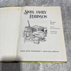 swiss family robinson book, by johann wyss, 1968 Hardcover RARE-R67-B7-A_91