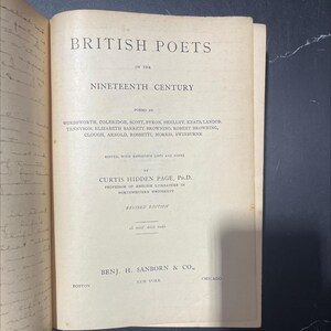 british poets of the nineteenth century book, by curtis hidden page, 1910 Hardcover RARE-R68-B7-E_81