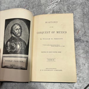 hernan cortes. history of the conquest of mexico book, by william h. prescott, 1873 Hardcover RARE-R70-B7-B_161