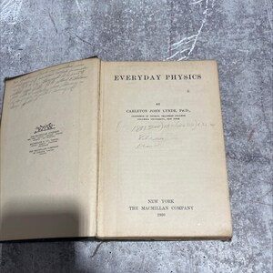 everyday physics book, by carleton john lynde, 1930 Hardcover, Heavily Used RARE-R70-B8-D_13