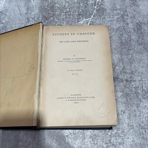 annal studies in chaucer his life and writings book, by thomas r. lounsbury, 1892 Hardcover RARE-R69-B8-B_16