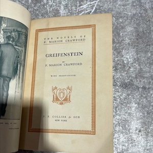 greifenstein book, by f. marion crawford, 1889 Hardcover RARE-R66-B7-G_144