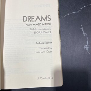 dreams your magic mirror with interpretations of edgar cayce book, by elsie sechrist, 1968 Hardcover RARE-R70-B7-G_91
