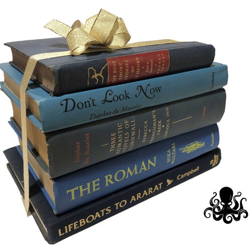 Blue Books by the Foot Blue Decorative Books Vintage Book Etsy