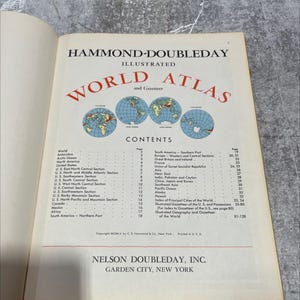 hammond-doubleday illustrated world atlas and gazetteer book, by c. s. hammond & co., 1955 Hardcover RARE-R69-B7-A_88