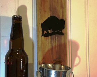 Buffalo bottle opener, wall mounted buffalo beer bottle opener, Pallet wood buffalo bottle opener, rustic, farmhouse style bottle opener