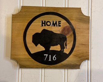 716 Buffalo, NY Home Sign - reclaimed fence plank wood