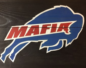 12.5" x 8.5" x 1.5" Buffalo Bills Fan sign,  rustic, wooden sign, pallet sign, hand-painted sign