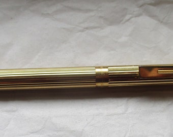 Vintage Estate SHEAFFER Gold WHITE DOT Electroplated Ballpoint Pen United States Working