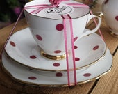 Vintage Royal Vale Polka Dot Trio, royal vale china, vintage teacup