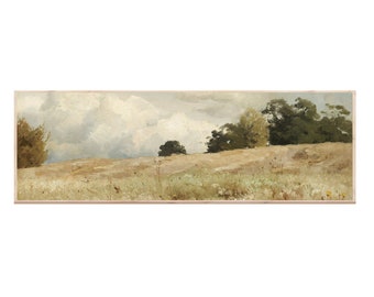 Long Landscape Painting, Panoramic Art Print, Instant Download, Printable Wall Art
