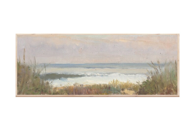 Vintage Sea Painting, Long Landscape Painting, Panoramic Art Print, Instant Download, Printable Wall Art image 4