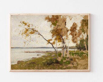Vintage art Antique Decor INSTANT DOWNLOAD #45 PRINTABLE Winter Field Landscape Painting Wooden Fence Landscape Art