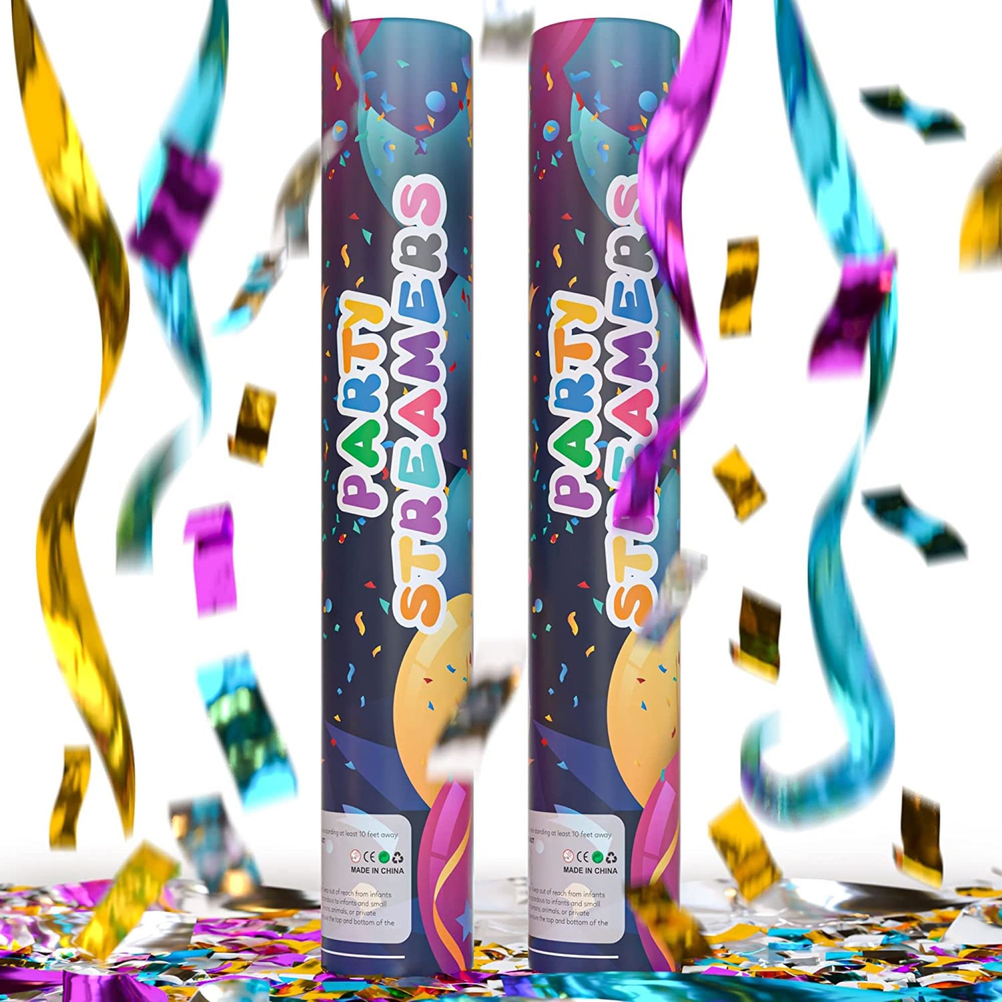 12Pack No Mess Streamers,Romantic Colorful Hand Throw Streamers Poppers,No Mess Confetti Poppers For Wedding,Birthday,Party Celebrations,Graduation,Party Favors Shows
