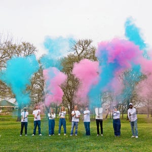 Pink and Blue Gender Reveal Powder Poppers (12 inch), No Mess 100% Biodegradable, Unique Gender Reveals Ideas, Gender Reveal Smoke