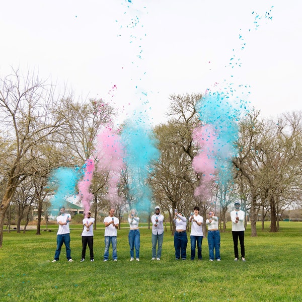 Gender Reveal Confetti and Powder Cannon Poppers 12 inch - Gender Reveal Powder - Safe Gender Reveal Game - Gender Reveal Party