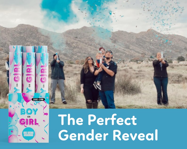 Gender Reveal Confetti Cannons Gender Reveal Cannon Gender Etsy