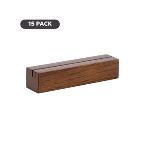 15 Set Rustic Walnut Wood Table Number Holder, Name Place Card Stand, Table Number Stands,Wedding Sign holder,Photo Holder, Invitation Stand