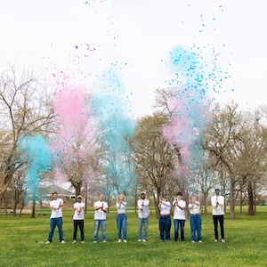 Gender reveal confetti cannons 12&quot;, Pink & Blue Gender Reveal Confetti and Powder Combo 2 Pc 100% Biodegradable, Unique Gender Reveals Ideas