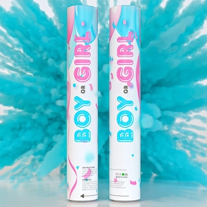 Pink and Blue Gender Reveal Powder Poppers (12 inch), No Mess 100% Biodegradable, Unique Gender Reveals Ideas, Gender Reveal Smoke