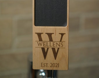 Custom Wood Monogram Tap Handle - Chalkboard or Whiteboard