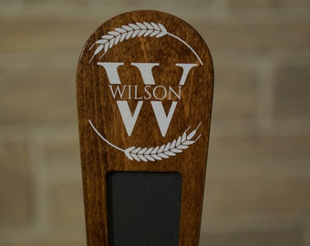 Custom Round Monogram Tap Handle - Chalkboard or Whiteboard