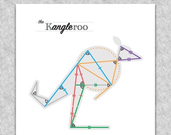 Geometry "Kangleroo" printable educational poster, Math wall art