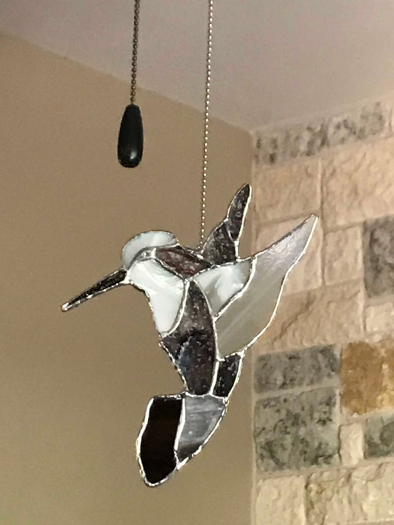 Stained Glass Humming Bird Ceiling Fan Pull Brown Frosted Etsy