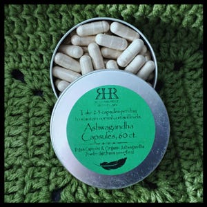 Organic Ashwagandha Capsules: 500mg, Vegan, Ayurveda 60-count